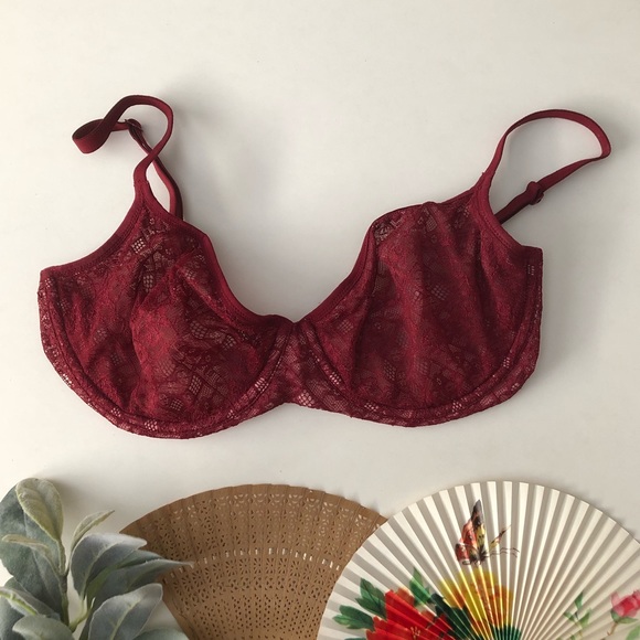Victoria’s Secret Maroon Lace Unlined Demi Bra - Picture 2 of 5